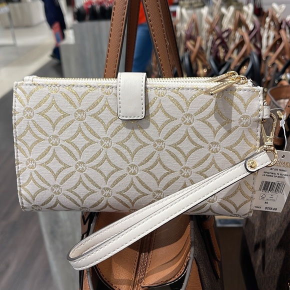 Michael Kors Jet Set Travel Large Double-Zip Wristlet-Wallet-PhoneHolder Pale - Picture 2 of 16